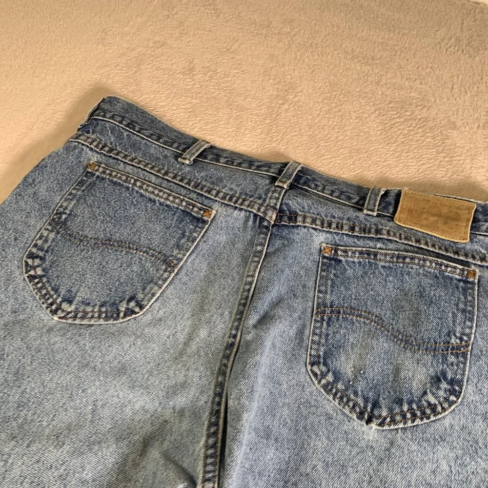 Vintage Lee Jeans Mens 40x34(38x34) Blue Denim Relaxed Fit Straight Leg Rise 90s